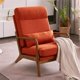 Living Room Chair, High Back Accent Chair with Lumbar Pillow, Linen Fabric Upholstered Armchair with Headrest for Bedroom Living Room Office, Burnt Orange Color
