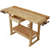 55" Solid Wood Workbench with 1 Drawer and Lower Shelf, Multi-Function Workbench for Garage, Woodworking Carpenter Workshop
