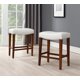 Set of 2 PU Leather Barstools, Counter Height Bar Chairs with Rubber wood legs and Padded Seat, Retro Bistro Set Bar Stools with Rivets Trim for Living Room, Dining Room, Pub, White