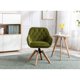 Swivel Armchair Fabric Accent Chair, Dining Chair, Desk Chair No Wheels with Sturdy Oak Wood Legs, Upholstered Cute Desk Chair, Modern Home Office Chair, for Small Space Home Office, Olive