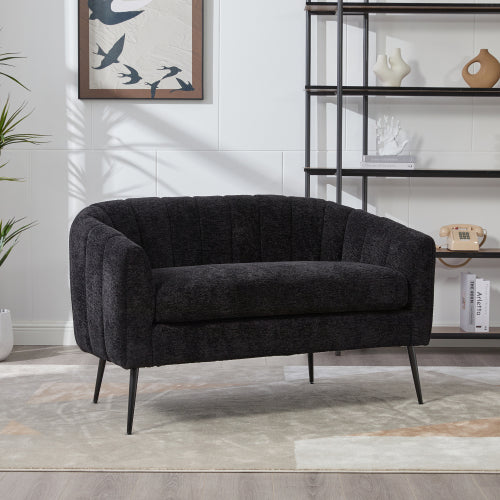 Triple Tree 50.2'' Wide Upholstered Chenille Mini Loveseat Accent Couch, Modern Glam Small Settee with Metal Legs