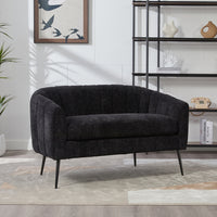Triple Tree 50.2'' Wide Upholstered Chenille Mini Loveseat Accent Couch, Modern Glam Small Settee with Metal Legs