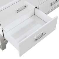 Dresser for Bedroom with 6 Drawer, Elegant High Gloss Dresser & Chest of Drawers with Metal Handle, Wooden Mirrored Storage Drawer Cabinet for Bedroom, Living Room, Entryway, Closet, Hallway, White