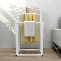 3-Tier White Metal Towel Rack 3 Bars Freestanding Towel Holder Drying Shelf Stand Towel Bar Storage Ladder Bathroom Accessories Organizer Bath Storage, Hand Towel, Washcloth, Kitchen Cloth, White