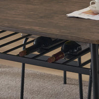Dinning Table Set for 6, Rectangular Kitchen Table and Chairs Set, Bench, Industrial Steel Frame & Storage Rack, Dining Room, Dinette, Breakfast Nook Small Space (Deep Elm)