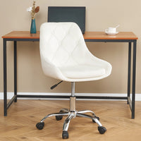 Modern Velvet Swivel Home Office Desk Chair with Wheels, Upholstered Cute Desk Chair with Lift Adjustment, Ergonomic Comfortable Office Chair for Living Room, Bedroom, Office, Vanity and Study, Beige