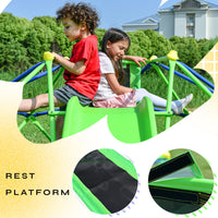 Climbing Dome, Kids Climbing Dome with Slide Set Jungle Gym for 1+ Years Old, 6ft Geometric Playground Dome Climber Play Equipment with 4.6ft Wave Slide, Rust & UV Resistant Steel Supporting 800 LBS
