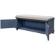 Storage Bench with Removable Cushion and Two Doors, Louver Design Shoe Bench for Entryway, Living Room, Bedroom, 43.4"L x 15.75"W x 19.4"H, Navy Blue