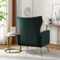 Velvet Accent Chair with Lumbar Pillow, Upholstered Wingback Armchair Comfy Single Sofa Chair with Gold Legs and Padded Seat&Backrest,for Bedroom Dorms Reading Reception Room