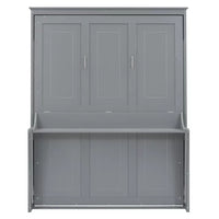 Murphy Bed Queen with Shelf, Queen Size Murphy Bed with Headboard, Wall Bed Frame for Teens & Adults, Grey