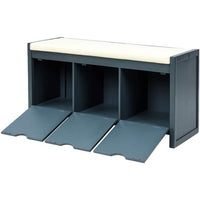 Storage Bench Upholstered Storage Bench with Flip Lock Storage Cubbies and Removable Cushion, Wood Entryway Shoe Bench for Hallway, Entryway, Bedroom and Living Room, Gray Wash