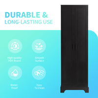 TRIPLE TREE 22'' Double Door Storage Cabinet with Adjustable Shelves, High Quality Bathroom Cabinet with MDF Material, for Living room, Bathroom, Black
