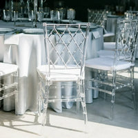 Clear Chairs, Modern Dining Chair Set of 4, Transparent Banquet Ghost Chair, 17.5" High Modern Accent Side Desk Chairs with Nets High-Back, Stacking Dining Chairs for Weddings, Banquets, Events