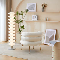Accent Chair with Ottoman, Velvet Upholstered Barrel Chair and Ottoman Set for Loving Room, Modern Comfy Armchair and Footrest with Metal Legs for Living Room, Bedroom, Reading Room, White