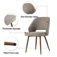 Modern Dining Chairs Set of 2, Linen Accent Chair, Living Room Leisure Chairs, Upholstered Side Chair with Metal Legs, Office Chair for Dining Room Kitchen Vanity Patio Club Guest, Gray