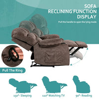 Recliner Chair Oversized Recliner Chair with Massage and Heating Lazy Boy Recliner Sofa with Adjustable Backrest, Extending Footrest, Cup Holders, Side Pockets Theater Recliner for Living Room, Brown