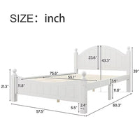 Full Size Platform Bed, Solid Wood Bed Frame with Traditional Headboard and Solid Legs, Full Bed Frame with Sturdy Slats Support for Kids Adults Bedroom, No Box Spring Needed, White