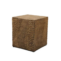 Concrete Stool End Table, Outdoor Faux Wood Stump Side Table Coffee Table, Narrow Side Table, End Table Accent Table for Living Room Bedroom Patio Home Decor, Yellow Brown