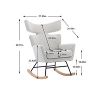 Rocking Accent Chair,Upholstered Glider Rocker Chair with Fabric Padded Seat and Solid Wood Base,High-Backrest Armchair Side Chair,Comfortable Nursery Chair for Living Room Bedroom Office,Oyster Grey