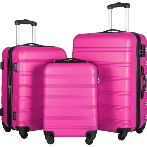 Luggage Sets 3 Piece Hardside Clearance Carry On Luggage Set Expandable ABS Hardside Suitcase Sets with Spinner Wheels TSA Lock (20in/24in/28in)(Pink)