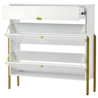 Shoe Cabinet with 2 Flip Drawers & 1 Slide Drawer, Free Standing Shoe Rack for Heels Boots Slippers, Shoe Storage Cabinet for Entryway Hallway, White