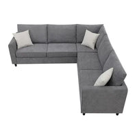 91*91 Inches 5-Seater Corner Couch, L shaped Sectional Couch with 3 Pillows and Shelter Arms, Modern Sectional Sleeper Sofa Couch for Living Room, Office