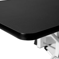 42.5 Inch Hydraulic Pet Dog Grooming Table Upgraded Professional Drying Table Heavy Duty Stainless Steel Frame with Adjustable Arm and Noose 400lbs Capacity Height Range 21-36 Inch, Black White
