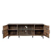 TV Stand for TV up to 70",Mid-Century Wood TV Console Media Cabinet with Cabinet Door & Open Shelf,Modern Entertainment Center Adjustable Storage Cabinet for Living Room Bedroom,Espresso