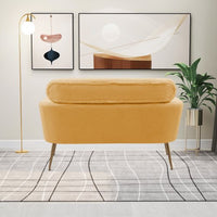 51"W Modern Boucle Loveseat Sofa, Small Mini Room Couch Two-Seater Sofa With 2 Throw Pillows & Gold Metal Legs, Leisure Sofa for Small Space Office Studio Apartment Bedroom, Yellow