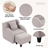 Swivel Accent Chair with Ottoman,360 Degrees Swivel Barrel Chair with Square Footstool,Teddy Short Plush Velvet Armchair,Comfy Lounge Chair Living Room Chair for Living Room Bedroom Office,Gray