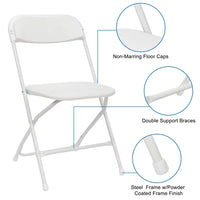 5 Pack Plastic Folding Chair, Portable Patio Chairs, Stackable Commercial Seat with Steel Frame, 260lbs Weight Capacity, Fold up Event Chairs, for Office Wedding Party Picnic Kitchen