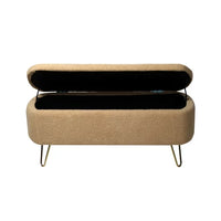 Storage Ottoman Bench,End of Bed Bench with Large Storage Space and Metal Legs,Upholstered Entryway Bench for Living Room Bedroom End of Bed Entryway,Camel