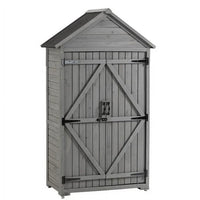 Outdoor Storage Cabinet, Solid Wood Garden Shed, Outside Storage Tool Shed with Adjustable Shelves and Double Lockable Doors, Waterproof Roof, Vertical Organizer Cabinet for Outside, Garden, Yard