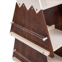 Christmas Rotating Bookshelf,Wooden 4 Tier Storage Rack,360° Display Bookcase Storage Shelves for Study Room,Walnut+Cream