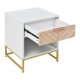 Nightstand with USB Charging Station,Modern Accent End Table with Natural Wood Finish Drawer,Sofa Side Table Storage Cabinet with Metal Legs and Handle,Bedside Table for Bedroom Living Room,White