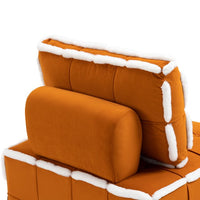 Armless Accent Single Lazy Sofa, Floor Corner Leisure Sofa with Pillow and Tufted Decor, Small Single Seat Sofa for Living Room Small Space Apartment Bedroom, Orange
