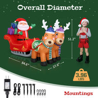 Christmas Inflatables Decoration Outdoor, 7ft Santa Claus and Reindeer Christmas Blow Up Yard Decorations Build-in 8pcs LED Lights, 24W Strong Blower Christmas inflatables Decor for Indoor Party