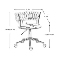 Home Office Desk Armchair with Wheels, Comfy Velvet Upholstered Accent Vanity Chair with Gold Base, Adjustable Hight Swivel Task Computer Chair for Living Room, Bedroom, Rose Red