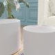 Nesting Coffee Table Set of 2, Modern Circle Accent Coffee Tables for Small Spaces, End Table MDF Side Table for Living Room, Bedroom, Balcony, Office (White)