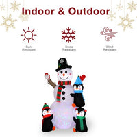 6Ft Lighted Christmas Inflatable Snowman with Three Cute Penguins, Building Color LED Lights Outdoor Indoor Holiday Decorations Blow up Yard Inflatables Home Decor