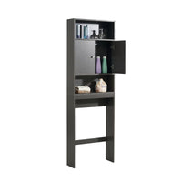 Over The Toilet Storage Cabinet for Bathroom Storage, Bathroom Organizer Shelf Over Toilet with 2 Open Shelves and Cabinets, Above Toilet Storage Cabinet for Bathroom Space Saving, 76.77 in H, Black