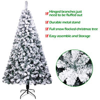 Triple Tree 6FT Snow Flocking Christmas Tree with 750 Branches, Premium Artificial Christmas Tree with Metal Hinges & Foldable Base, Lightweight & Easy to Assemble, for Home, Office, Party Decoration