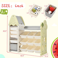 Kids Toy Storage Organizer with HDPE Shelf and 14 Bins,Multi-functional Nursery Organizer,Kids Toy Storage Cubby,Toy Storage Cabinet Unit for Playroom,Bedroom,Living Room,Light Green