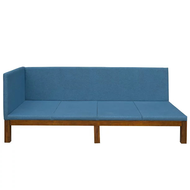 Couch Daybed Sofa Bed Frame with Linen Cover Mattress, Convertible Sofa Bed Sleeper Sofa Upholstered Sofa Chaise Lounge TV Sofa for Bedroom Living Room Guest Room, Twin Size Day Bed, Blue