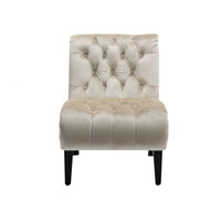 Accent Tufted Armless Chaise Lounge, Leisure Reclining Chair with Wood Legs, Modern Lounge Sofa, for Indoor Home Living Room Bedroom, Beige