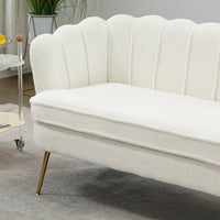 59"W Accent Sofa Couch, Modern Loveseat Sofa with Gold Metal Legs, Two-Seater Sofa Small Sofa Small Mini Room Couch for Small Space Office Studio Apartment Bedroom, Ivory Boucle