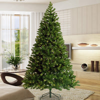Pre-lit Christmas Tree, 6 Ft Artificial Hinged Xmas Tree with 300 UL-Certified LED Lights,1000 Branch Tips and Foldable Metal Stand for Indoor Outdoor Christmas Party Holiday Decoration, Green