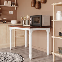 Dining Table Set,3-Piece Dining Table & Bench Set for 4,Solid Wood Kitchen Table with 2 Benches,Modern Dining Table Set Breakfast Nook Kitchen Table Set Kitchen Small Bench Table Set,Cherry+White
