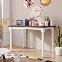 Dining Table Set,3-Piece Dining Table & Bench Set for 4,Solid Wood Kitchen Table with 2 Benches,Modern Dining Table Set Breakfast Nook Kitchen Table Set Kitchen Small Bench Table Set,Cherry+White