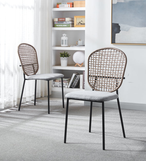 Dining Chairs Set of 4, Modern Style Kitchen Chairs, Sennit Chairs with Back, Comfortable Soft Cushion Side Chair for Kitchen Dining Bedroom Living Room, Matt Black